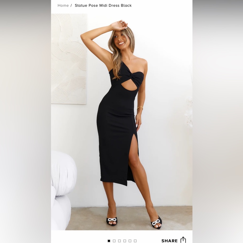 Statue pose midi black dress - princess Polly